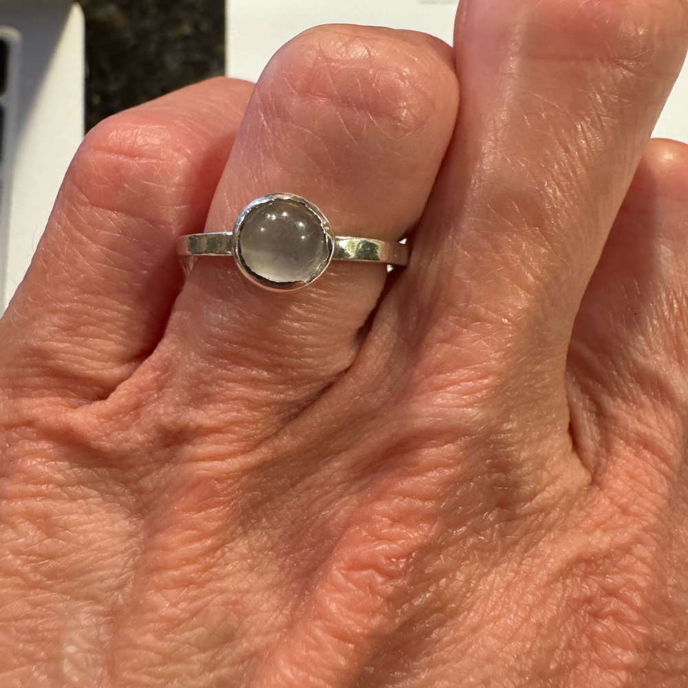 Mignon Faget - sterling silver Meridian moonstone ring.  Retired piece.  Size 5.
